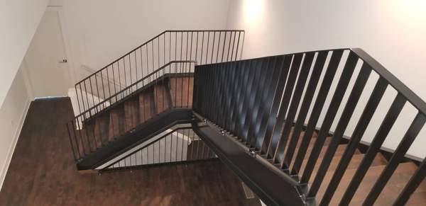 Custom steel stair handrails