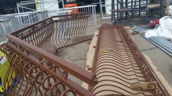 Custom ornamental steel portico railings