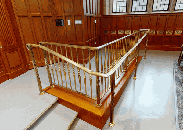 Custom bronze handrails at Hutchins Hall