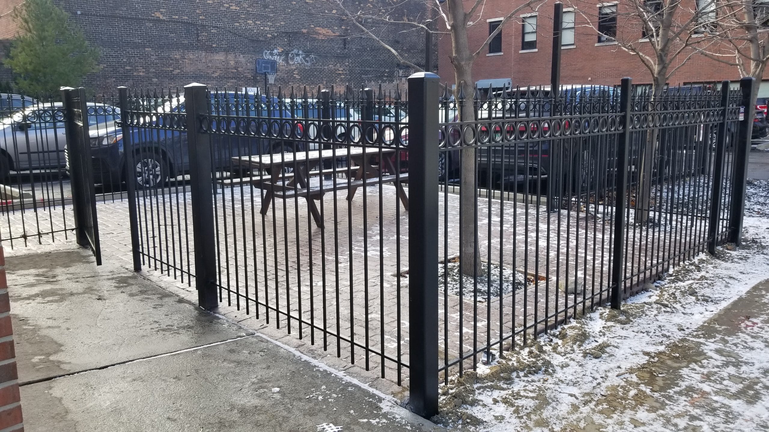 Custom metal (steel) patio fence at Second Best Detroit