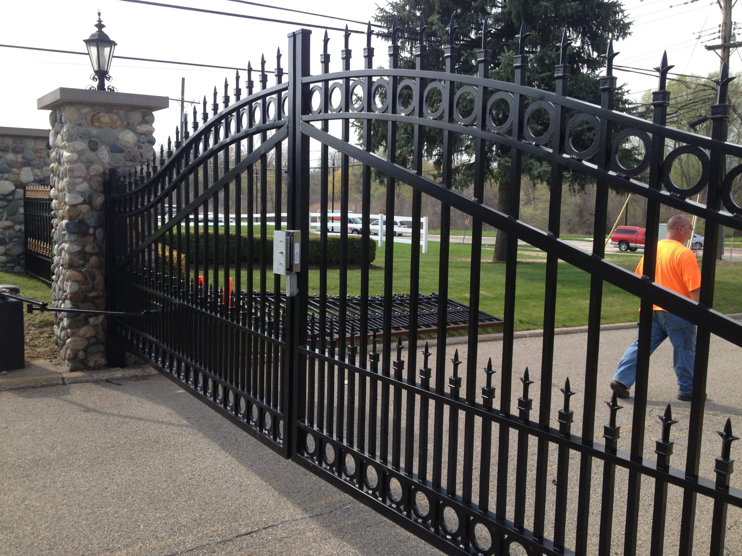 Custom ornamental metal (steel) driveway gate at Van Hoosen Jones Cemetery