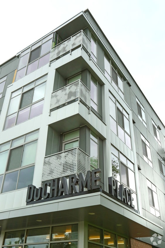 Custom laser-cut metal (steel) railings (balconies/balcony railings) at DuCharme Place