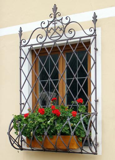 Custom metal window grill and flower box