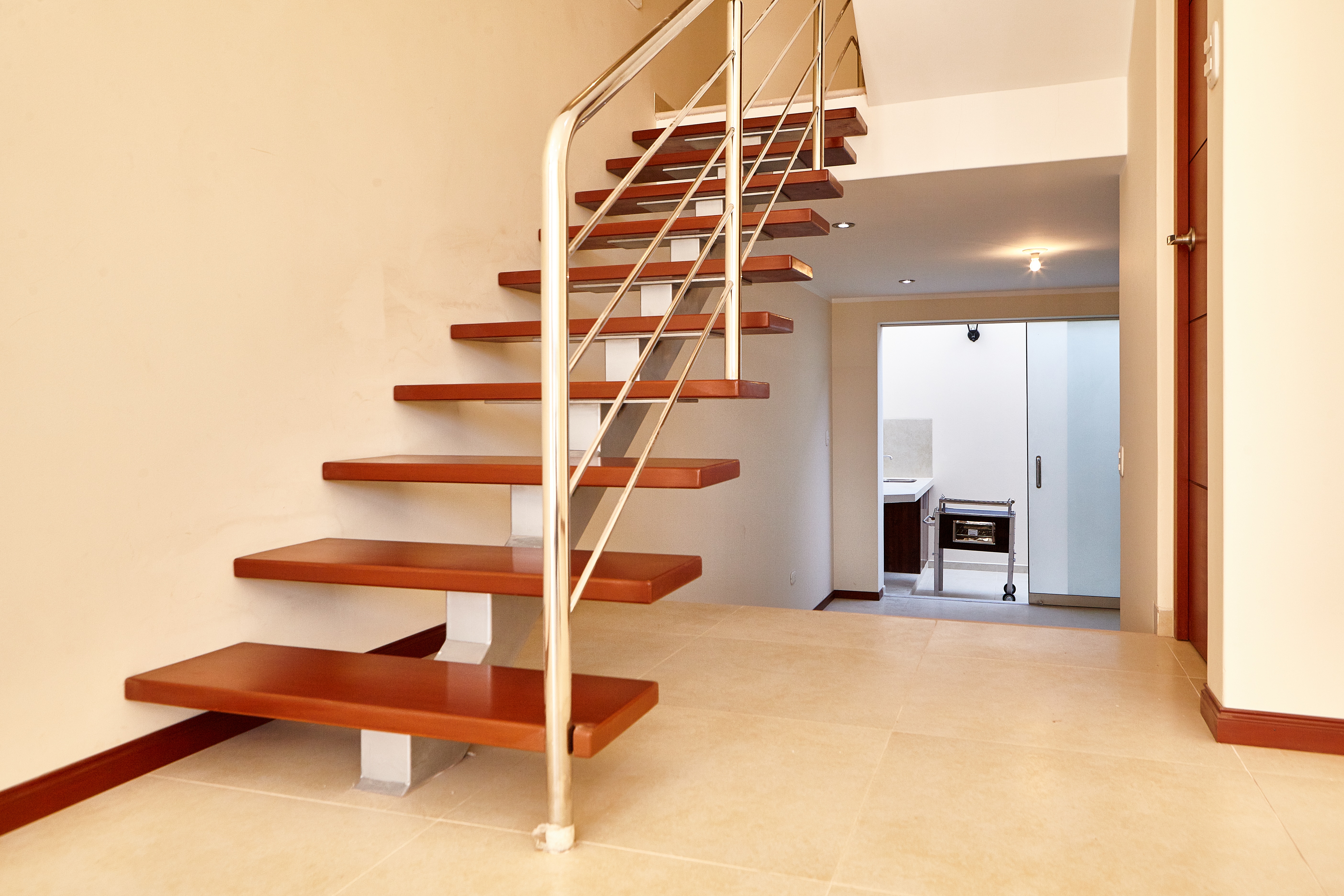 Custom metal and wood stringer stairs