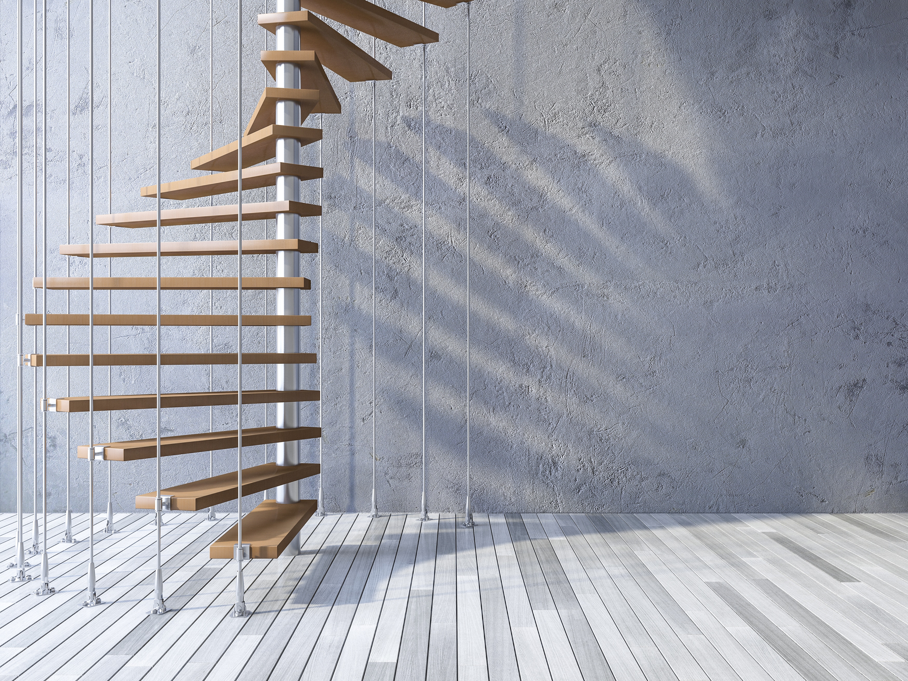 Custom metal and wood hanging stairs