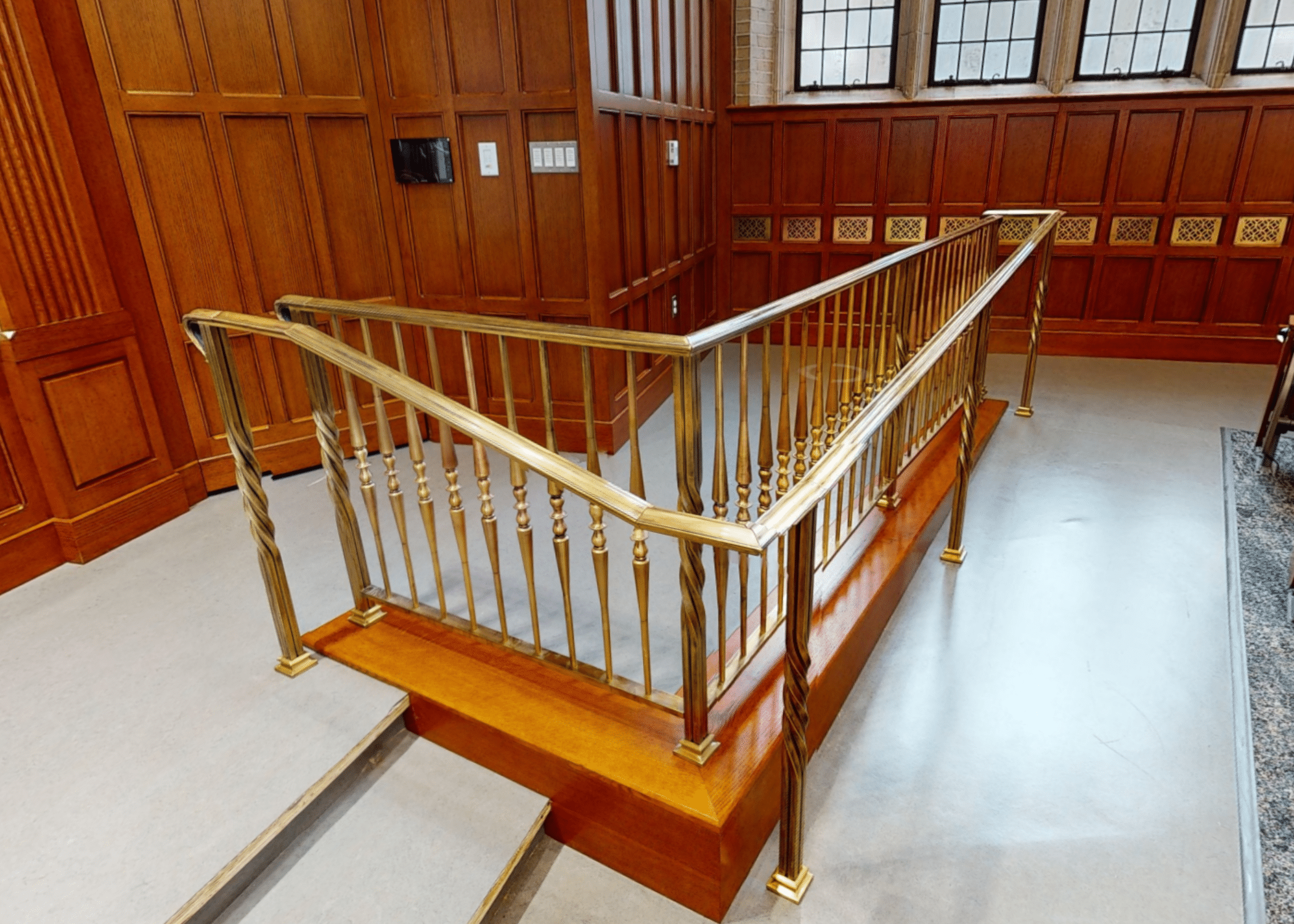 Custom metal (bronze) handrails and custom metal (bronze) guardrails at Hutchins Hall